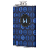 Monogramm auf Marine-Blau-Ton verankert Muster Flachmann (Links)