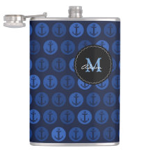 Monogramm auf Marine-Blau-Ton verankert Muster