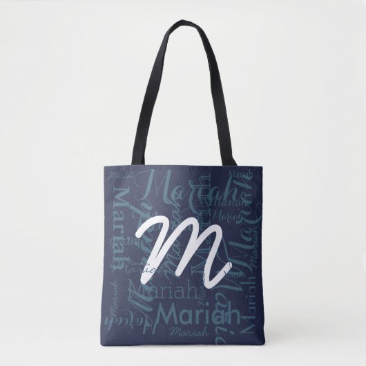 Monogramm auf marineblaue Mode Tasche (Vorderseite)