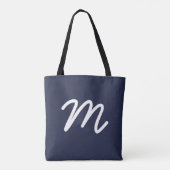 Monogramm auf marineblaue Mode Tasche (Rückseite)