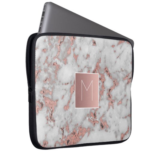 Monogramm auf Marmorstein Laptopschutzhülle (Vorne Rechts)