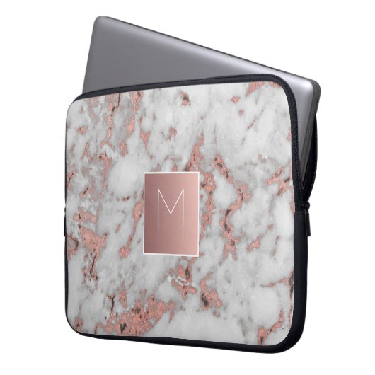 Monogramm auf Marmorstein Laptopschutzhülle (Vorderseite Links)