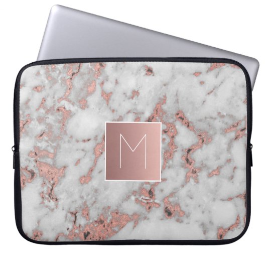 Monogramm auf Marmorstein Laptopschutzhülle (Vorderseite)