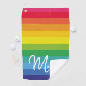 Monogramm auf Niedlichen und modernen Regenbogenst Golfhandtuch (Insitu)