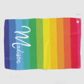 Monogramm auf Niedlichen und modernen Regenbogenst Golfhandtuch (Horizontal)