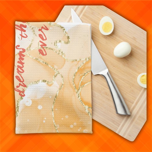 Monogramm auf Orange & Gold Doubt tötet mehr Träum Geschirrtuch