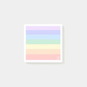 Monogramm auf Pastell-Regenbogen & weißem Rahmen Post-it Klebezettel