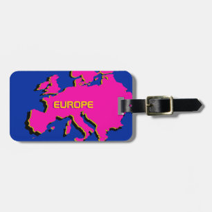 Monogramm auf Pink Europe Map - Gepäckmarke Gepäckanhänger