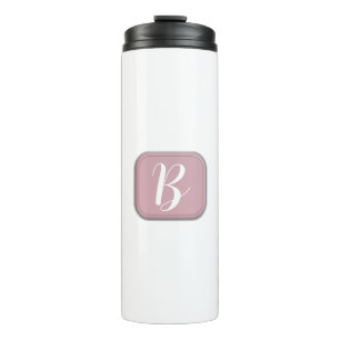 Monogramm auf Pink und White Thermal Tumbler  Thermosbecher