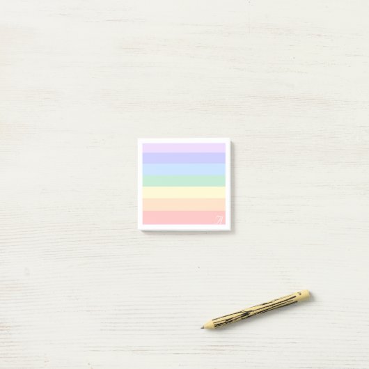 Monogramm auf Rainbow und White Frame Post-it Klebezettel (Auf Schreibtisch)