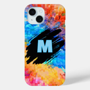 Monogramm auf regenbogenfarbenem abstraktem Hinter Case-Mate iPhone Hülle