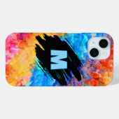 Monogramm auf regenbogenfarbenem abstraktem Hinter Case-Mate iPhone Hülle (Rückseite (Horizontal))