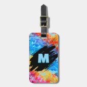 Monogramm auf regenbogenfarbenem abstraktem Hinter Gepäckanhänger (Vorderseite vertikal)