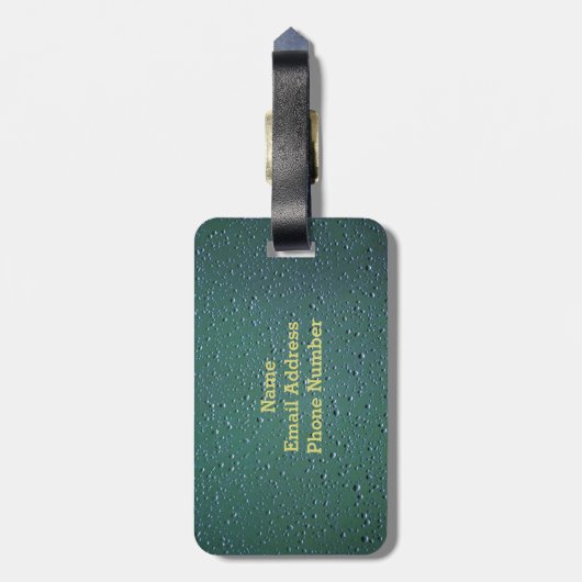 Monogramm auf Regentropfen Textur Gepäckanhänger (Rückseite vertikal)