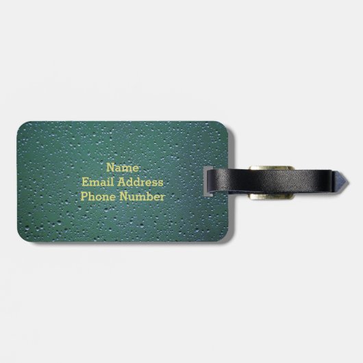 Monogramm auf Regentropfen Textur Gepäckanhänger (Rückseite horizontal)