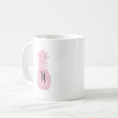 Monogramm auf rosa Ananas Kaffeetasse (Vorderseite Links)