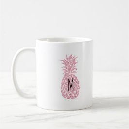 Monogramm auf rosa Ananas Kaffeetasse