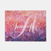 Monogramm auf rosa Lila Rose Abstrakt Fußmatte (Vorderseite)