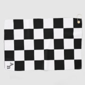 Monogramm auf schwarz-weiß kariertes Muster Golfhandtuch (Horizontal)