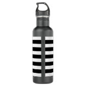 Monogramm auf Schwarz/Weiß Streifen Edelstahlflasche (Rückseite)