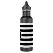 Monogramm auf Schwarz/Weiß Streifen Edelstahlflasche (Rechts)