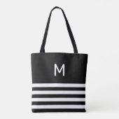 Monogramm auf Schwarz/Weiß Streifen Tasche (Rückseite)