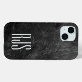 Monogramm auf schwarzem Leder Case-Mate iPhone Hülle (Rückseite (Horizontal))
