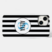 Monogramm auf schwarzen und weißen Streifen Case-Mate iPhone Hülle (Rückseite (Horizontal))