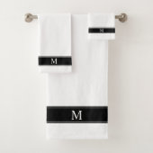 Monogramm auf Schwarzweiß-Minimalistisch Badhandtuch Set (Insitu)