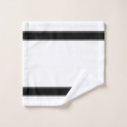 Monogramm auf Schwarzweiß-Minimalistisch Badhandtuch Set (Waschlappen)