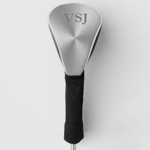 Monogramm auf silbernem metallischem radialblick golf headcover