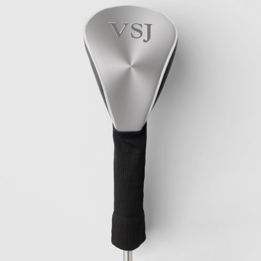 Monogramm auf silbernem metallischem radialblick golf headcover (Vorderseite)