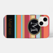 Monogramm auf Streifen iPhone Hülle (Rückseite (Horizontal))