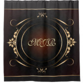 Monogramm auf vergoldetem, vergoldetem Hintergrund Duschvorhang (Vorderseite)