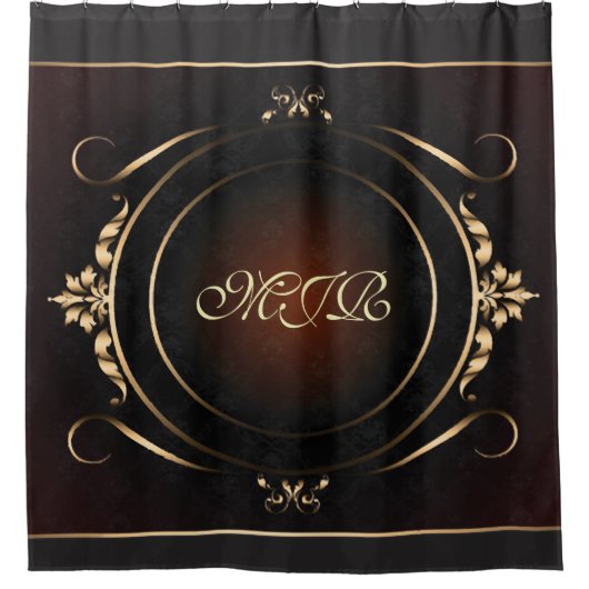 Monogramm auf vergoldetem, vergoldetem Hintergrund Duschvorhang (Vorderseite)