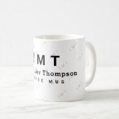 Monogramm auf weiße Tasse mit Name (VorderseiteRechts)