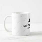Monogramm auf weiße Tasse mit Name (Links)