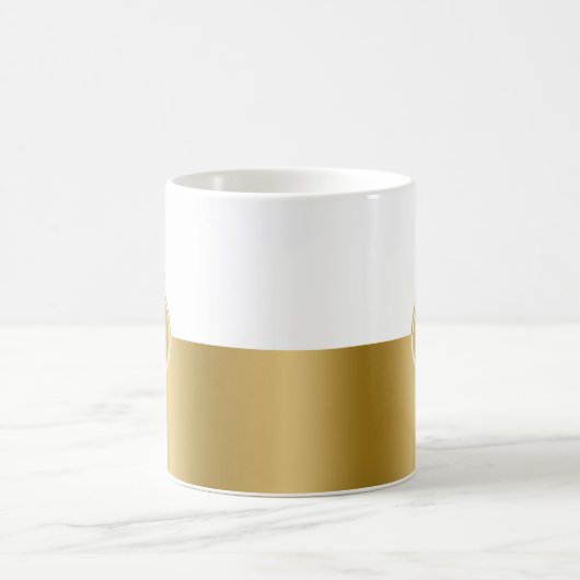 Monogramm auf weißem und goldfarbenem Splitscreen Kaffeetasse (Mittel)