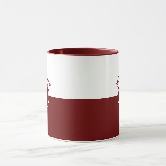 Monogramm auf weißem und maronen Splitscreen Tasse (Zentrum)