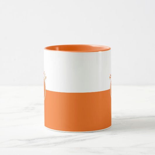 Monogramm auf weißem und orangefarbenem Trennbilds Tasse (Zentrum)