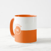 Monogramm auf weißem und orangefarbenem Trennbilds Tasse (Vorderseite Links)