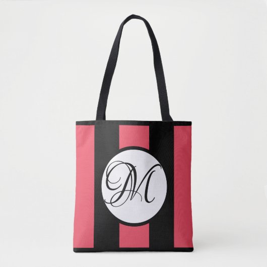 MONOGRAMM auf WEISSEM w/WATERMELON u. SCHWARZEN Tasche (Vorderseite)