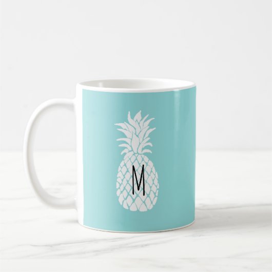 Monogramm auf weißer Ananas Kaffeetasse (Links)
