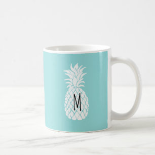 Monogramm auf weißer Ananas Kaffeetasse