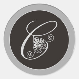 Monogramm-Aufkleber: Anfangs C Runder Aufkleber