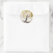 Monogramm-Aufkleber der Rose White Bridal Initial Runder Aufkleber (Tasche)