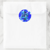 Monogramm-Aufkleber für blauer Spritzer Runder Aufkleber (Tasche)