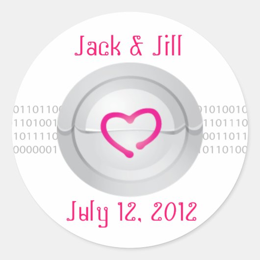 Monogramm-Aufkleber für die Robot-Liebe Runder Aufkleber (Vorderseite)