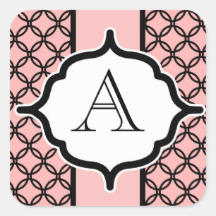 Monogramm-Aufkleber für die schwarze Spitze Quadratischer Aufkleber