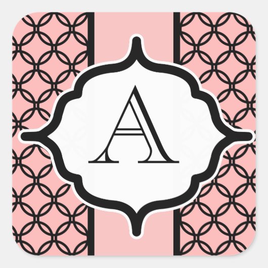 Monogramm-Aufkleber für die schwarze Spitze Quadratischer Aufkleber (Vorderseite)